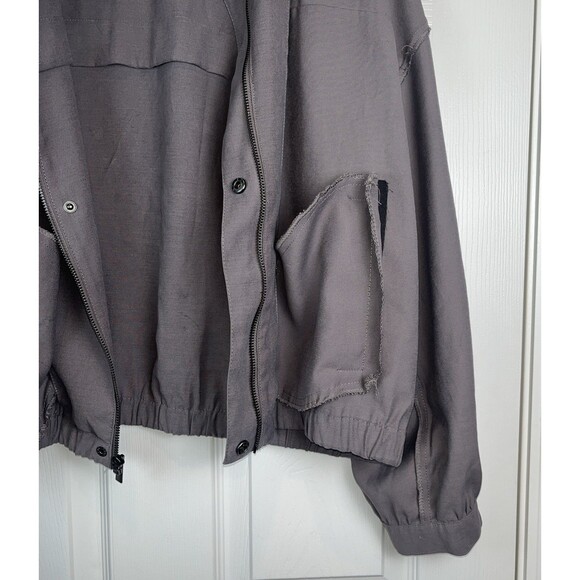 Nine West Taupe Gray Lightweight Bomber Jacket Full Zip Elastic Hem Women’s L - Picture 12 of 16